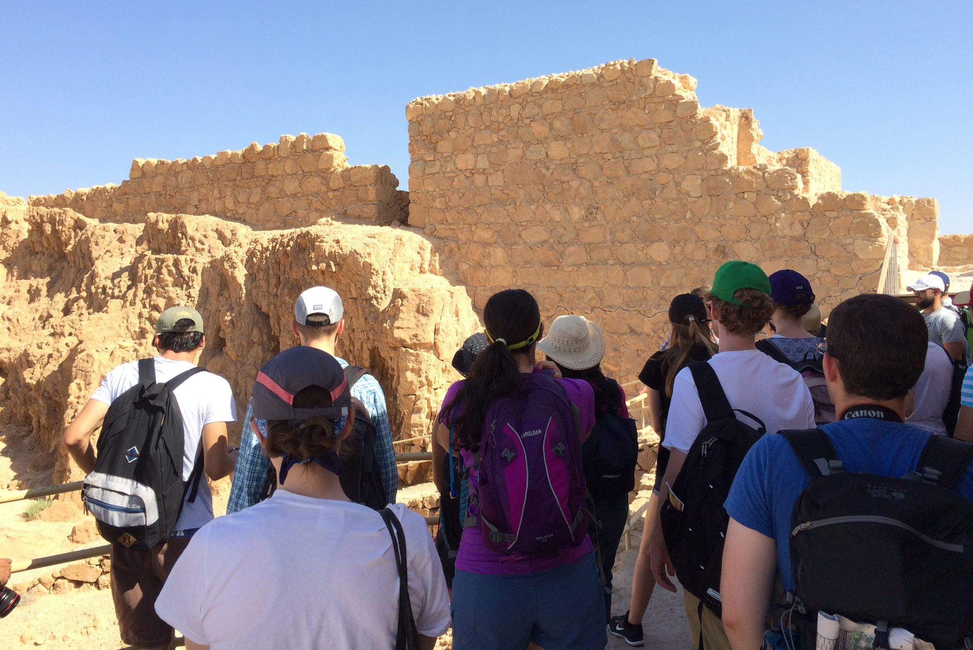 Group of students visiting a site of ruins