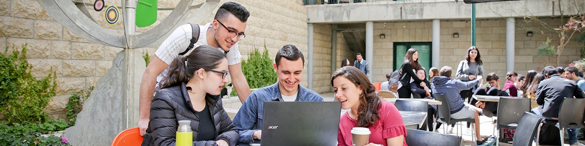 Mechina Program students outside cafe at the Rothberg International School at Hebrew University of Jerusalem